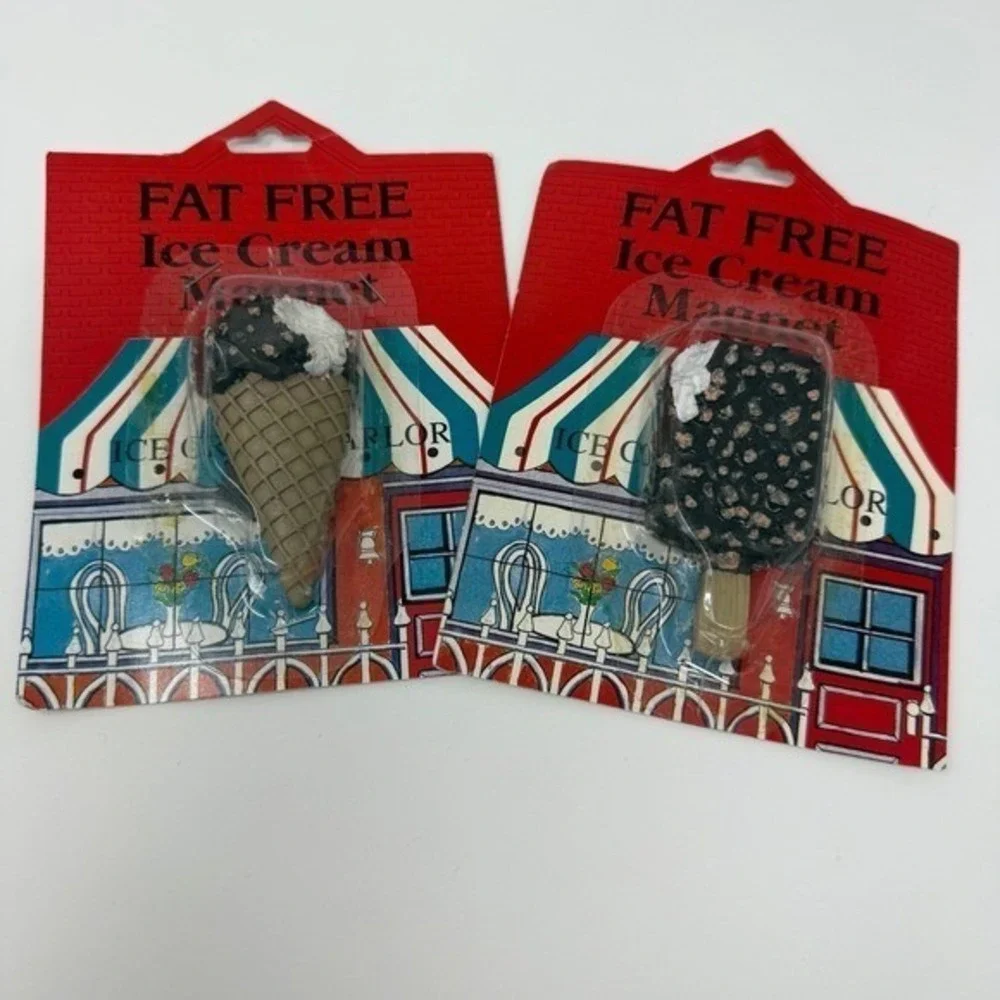 2 lot Vintage Food Refrigerator Magnets Ice Cream Kitsch
